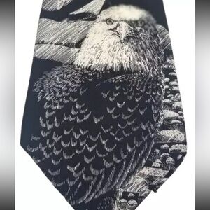 NWT Vintage WWF World Wildlife Fund Bald Eagle Mens Tie Black & White Limited